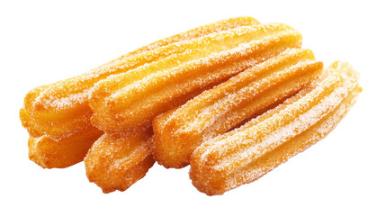 Crispy churros coated in sugar isolated on transparent background --ar 16:9