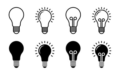 Light Bulb icon set. Flat illustration of icons on a white background