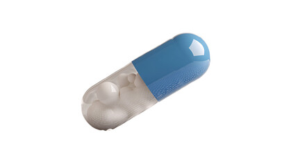 Drug or pill blue and white realistic 3D isolated on transparent background --ar 16:9