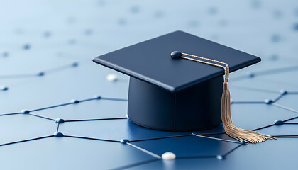 Graduation cap on a network background