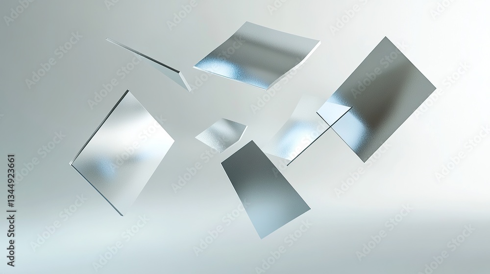 Poster abstract angular planes in metallic silver