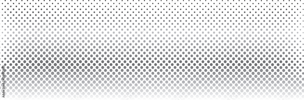 Poster Abstract black and white halftone pattern with circular dots creating a smooth gradient effect, modern geometric background for digital and print design
