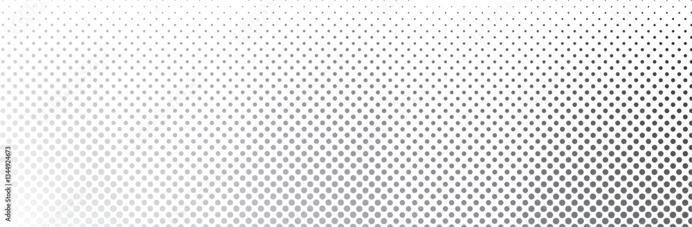 Poster Abstract black and white halftone pattern with circular dots creating a smooth gradient effect, modern geometric background for digital and print design