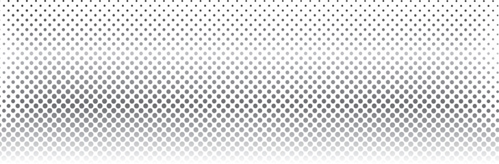 Abstract black and white halftone pattern with circular dots creating a smooth gradient effect, modern geometric background for digital and print design