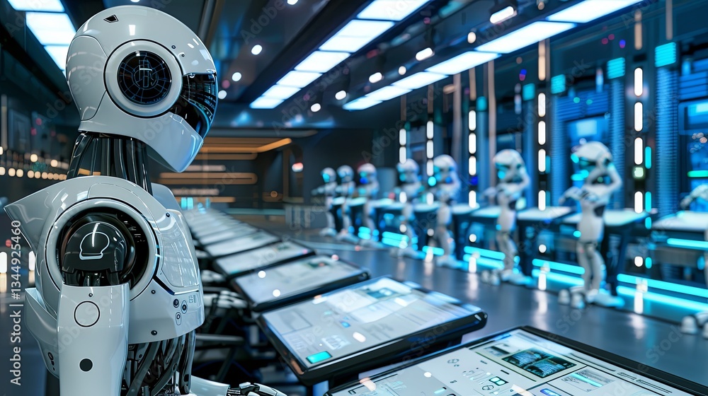 Fototapete Innovative technology center showcasing advanced robotics and computer systems for programming enthusiasts and learners Generative AI