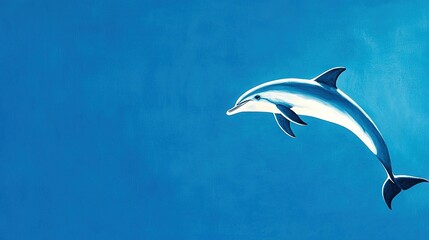 Fototapeta premium A painting of a dolphin mid-air, its mouth agape and tongue extended