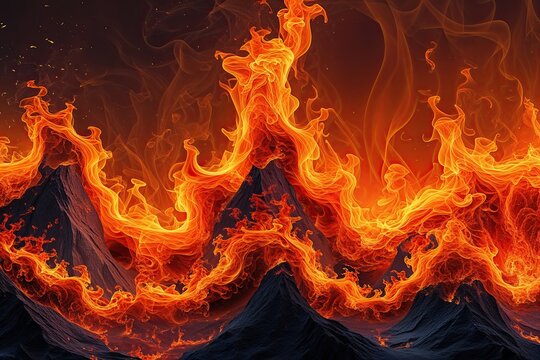 Vibrant Orange Abstract Flame Texture with Fiery Background and Bold Design