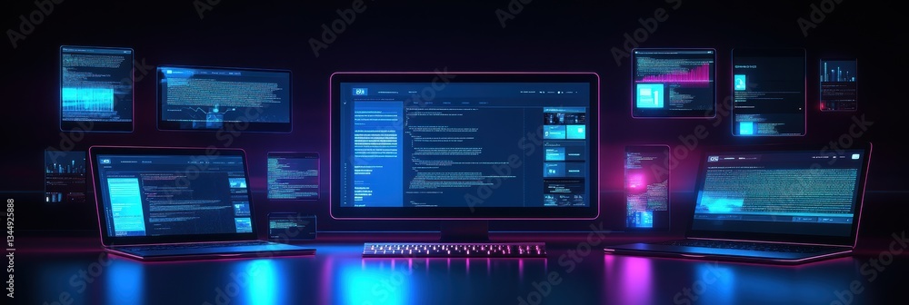 Poster responsive interface development showcased on multiple cross-platform devices