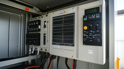 Assessing the operating voltage in the solar panel switchgear compartment.