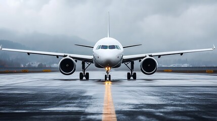 Airplane on Runway in Misty Weather