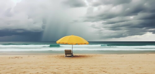 the beach with rain clouds