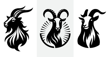 Goat Head Silhouette Logo Design