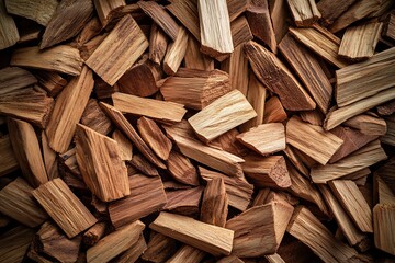 A pile of natural wood mountain rosewood chips for use as cooking materials