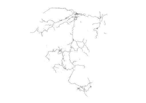 highway vector map in manatuto east timor with black and white color