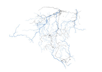 Fototapeta premium highway, waterway and building vector map in manatuto east timor with black and white color