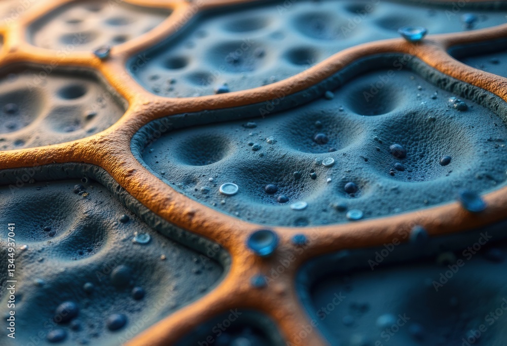 Poster close-up of textured surface with droplets, showcasing intricate patterns