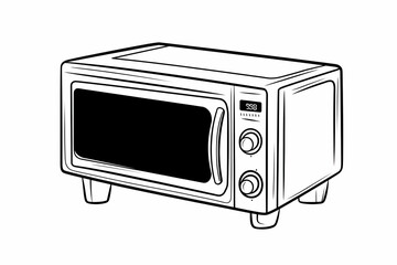 Line art illustration of a retro microwave oven