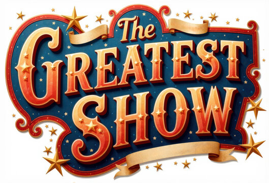 The Greatest Show sign featuring vibrant colors and decorative elements