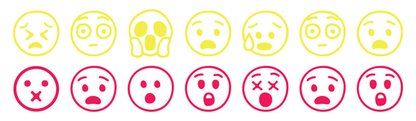 Social emoji icons and emoticon smile icons collection. Facebook app icons and cartoon emoji icons. Vector illustration EPS10