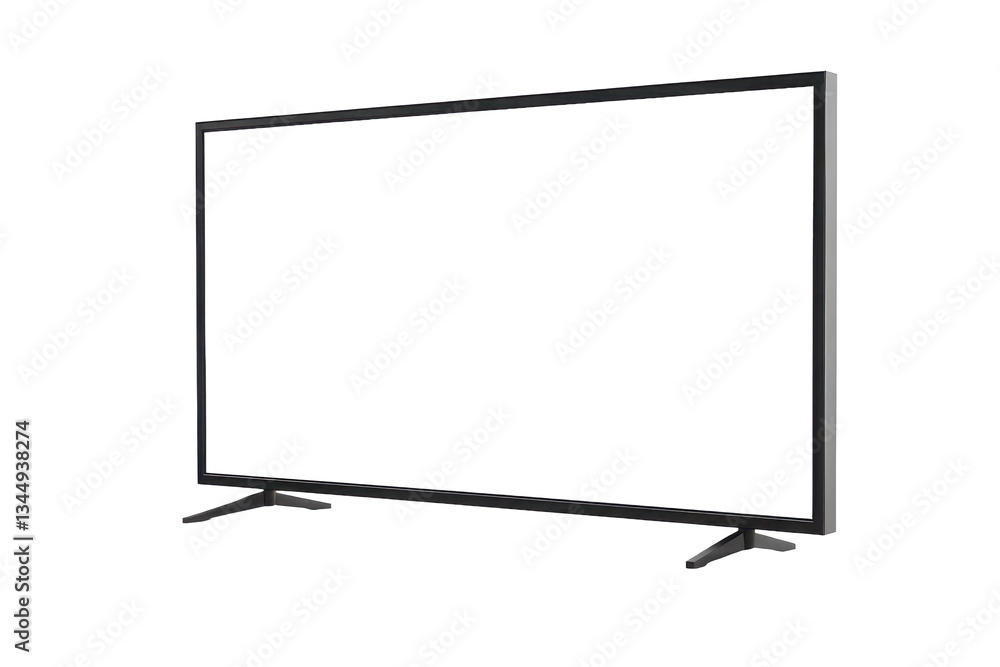 Poster realistic rendering of a modern flat screen tv with a wide aspect ratio and sleek black frame isolat