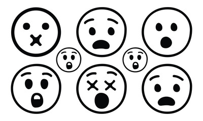 Graffiti-style icon set smiley faces with spray paint effect on transparent background. Vector illustration EPS10