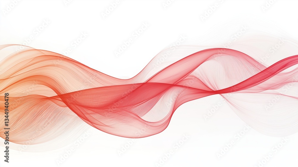 Poster elegant red abstract flowing wave pattern on a white background, representing motion, energy, creati