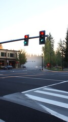 Misty Dawn Traffic Intersection.
