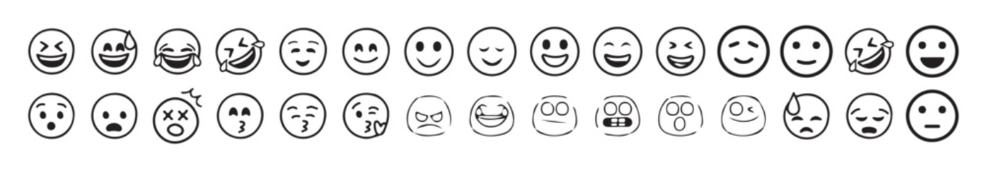 Set of emoticons. Emoji icon. Vector thin line. Vector illustration EPS10