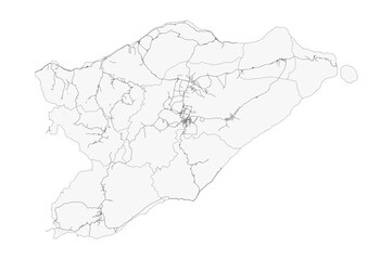 Obraz premium Vector map highway in lautem east timor with black and white color