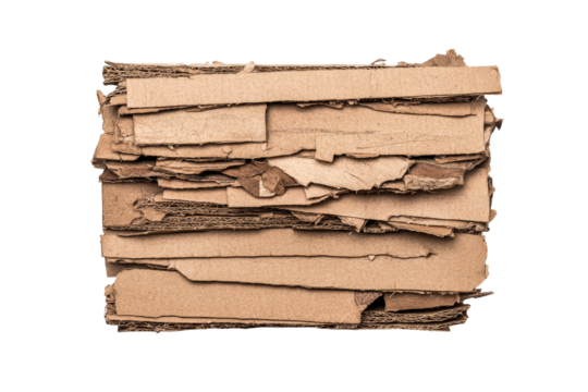 Cardboard pieces stacked in disarray for recycling or craft projects
