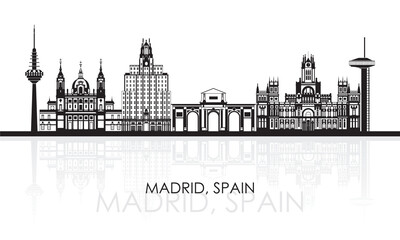 Fototapeta premium Silhouette Skyline panorama of city of Madrid, Spain - vector illustration
