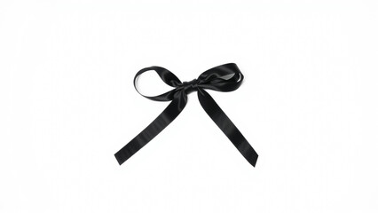 Black mourning ribbon and bow on a white background