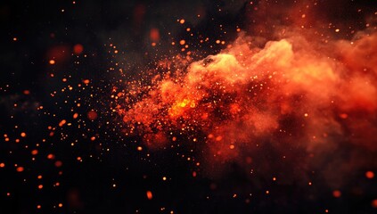 Naklejka premium Fiery explosion in dark