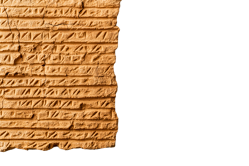 Ancient cuneiform tablet fragment with detailed inscriptions