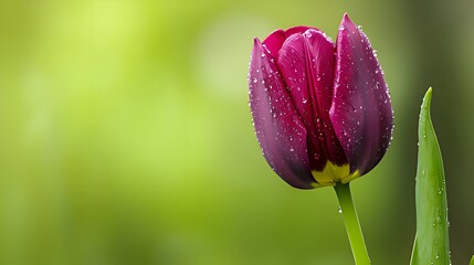 Purple tulip in garden, vibrant bloom, spring scene, perfect for floral background