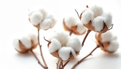 Closeup of cotton plant flowers showing natural beauty. Soft blooms textile detail against bright background. Agriculture theme with organic fabric and natural flora minimalist composition.