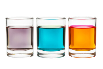 Colorful drinks in glass containers with transparent background