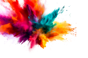 Vibrant color explosion on transparent background creating visual art