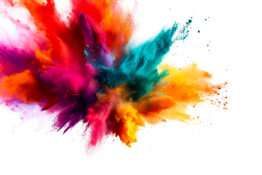 Vibrant color explosion on transparent background creating visual art