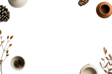 Natural elements in harmonious arrangement on a transparent background