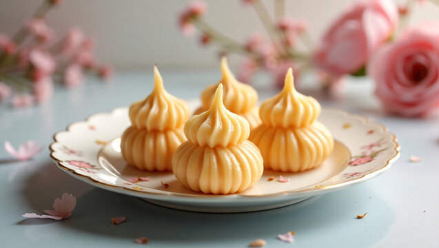 Elegant Sandesh Bengali Sweet with Cardamom and Rosewater