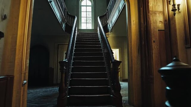 Grand Staircase in an Abandoned Mansion: A Glimpse into History