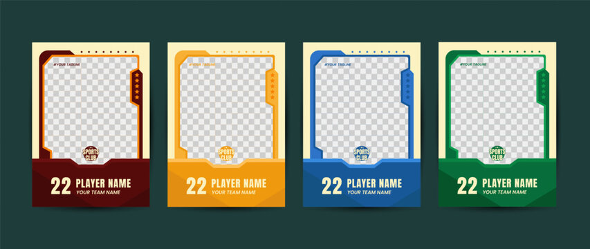 et of four editable social media posts for a sports club. Ideal for promoting events, sharing updates, engaging the community