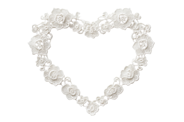 Delicate lace heart with floral details for decoration