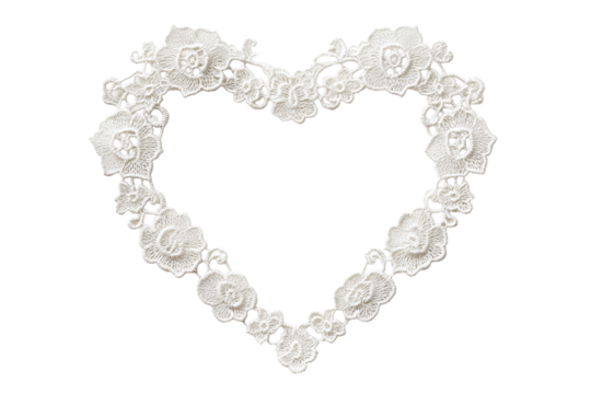 Delicate lace heart with floral details for decoration