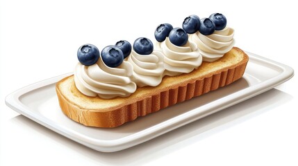 Blueberry Cream Toast Dessert Studio Shot