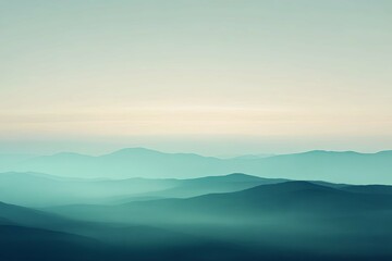 Obraz premium Layers of mountain ranges under a soft and hazy atmospheric sky