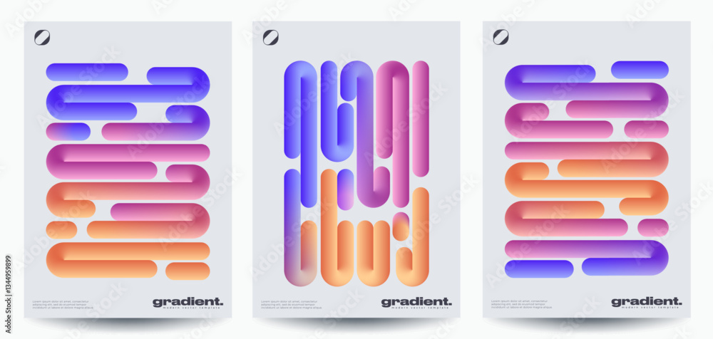 Aufkleber creative posters with wavy 3d pattern. cool minimalist design.vector graphics.