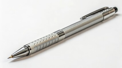Naklejka premium Silver Pen on White Background