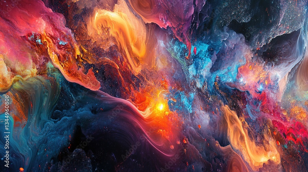 Poster abstract digital collision of textures and colors in motion